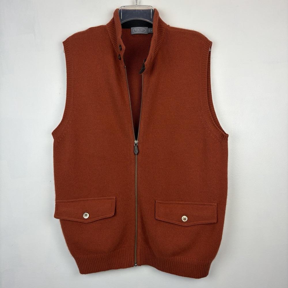Talbots Sweater Vest Mens Medium Full Zip Wool Angora Pockets Academia Preppy